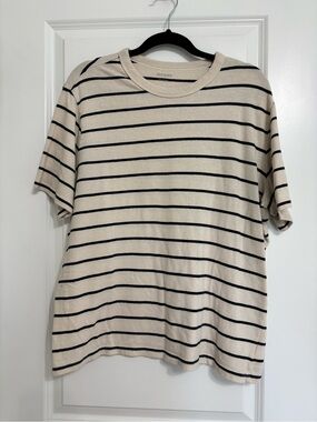 Old Navy Beige Tee with Black Stripes